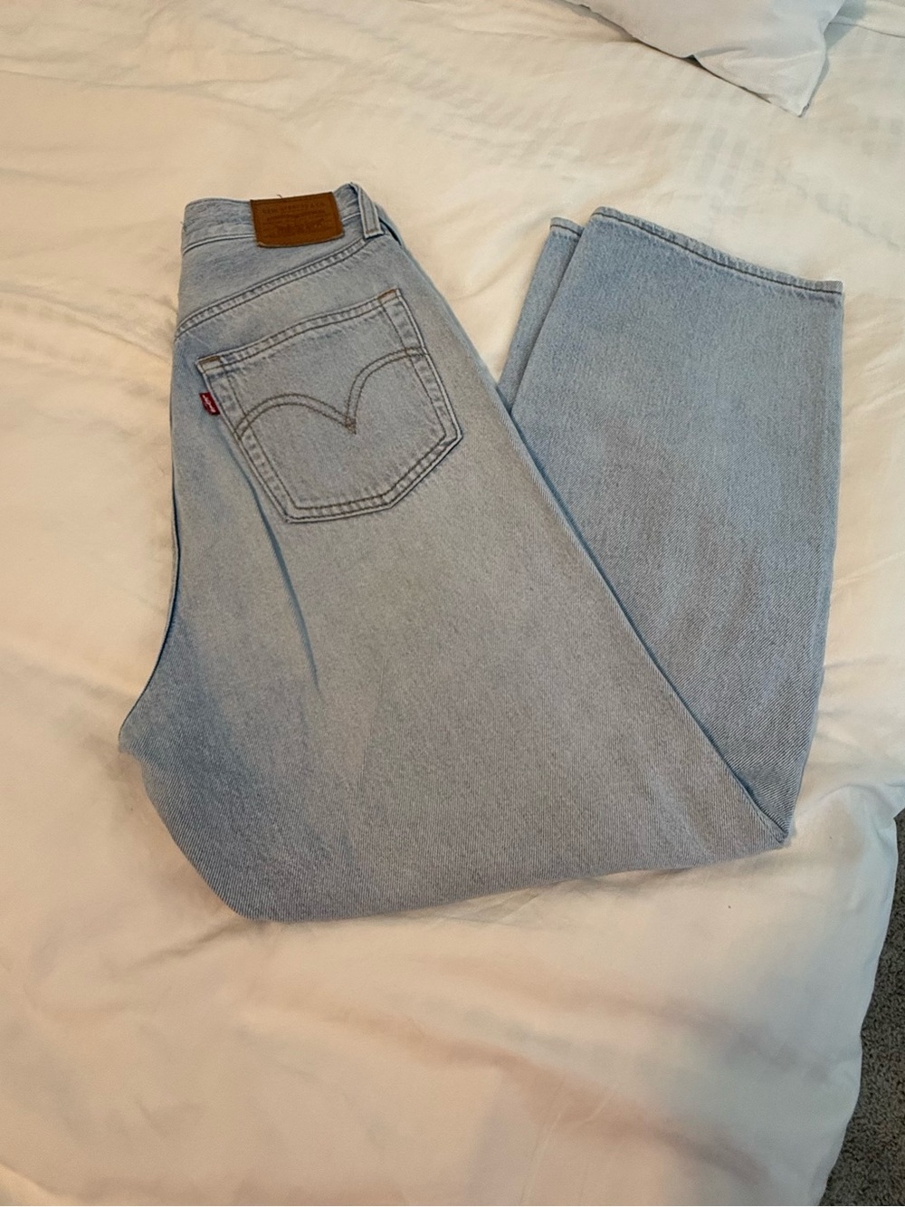 Levi's Light Blue High-Rise Ribcage Straight Ankle Jeans